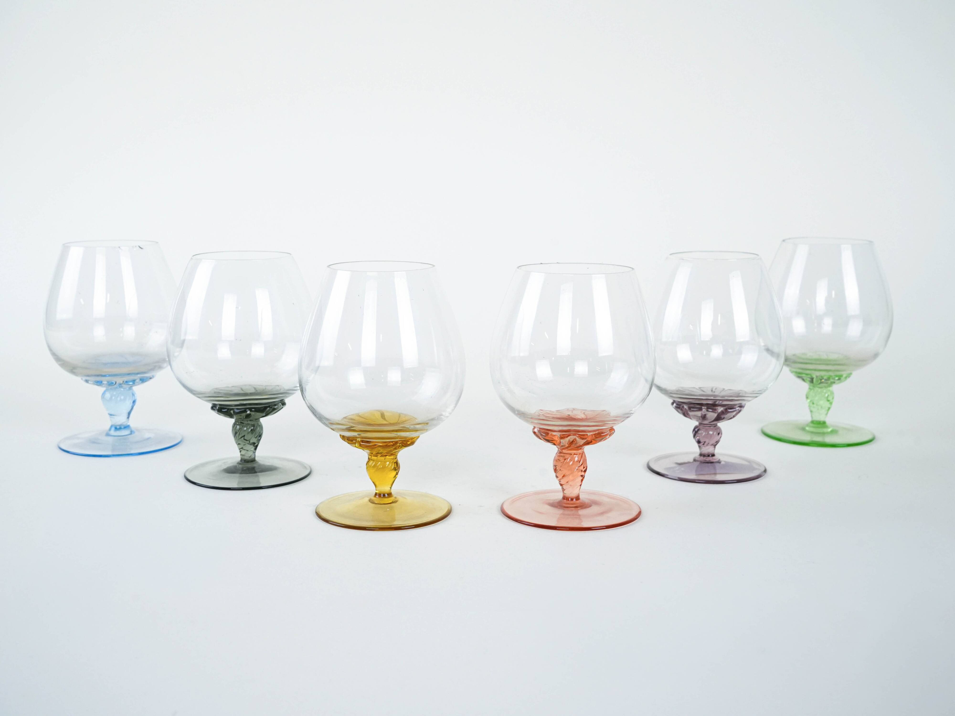 Set of cognac glasses, Italian design, 1970s, production: Italy