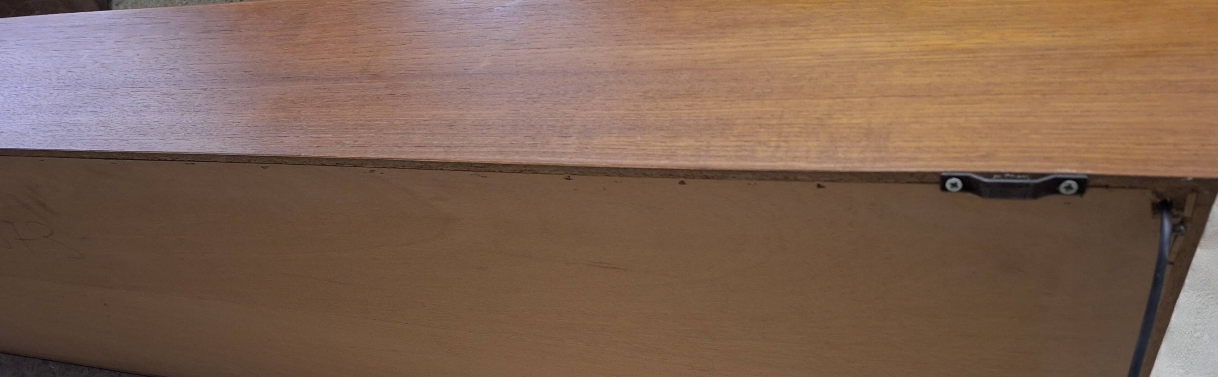 Floating long wall shelf / sideboard in teak, Denmark 1960s