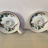 Pair of botanical flower candlesticks Villeroy and Boch