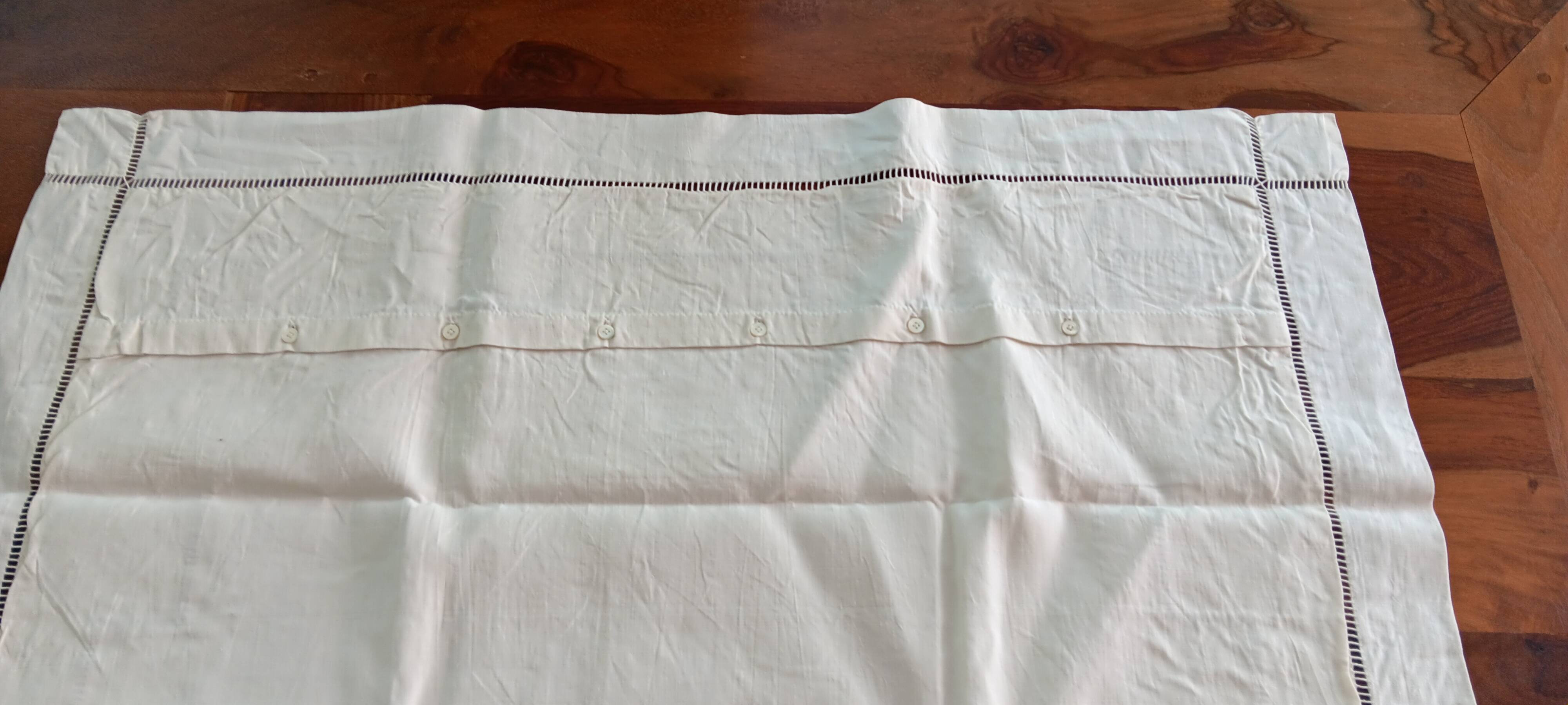 Large vintage white linen embroidered pillowcases (set of 2)