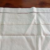 Large vintage white linen embroidered pillowcases (set of 2)