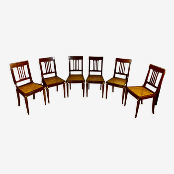 6 CHAIRS Louis XVI Transition style in solid mahogany