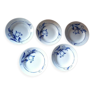 Set of 5 hollow plates St Amand in ceramic