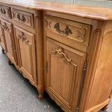 Louis XV sideboard in solid blond wood and marquetry