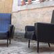Pair of armchairs vintage year 60 imitation black leather