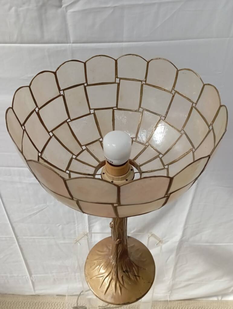 Gold metal and mother-of-pearl lamp from the 70s