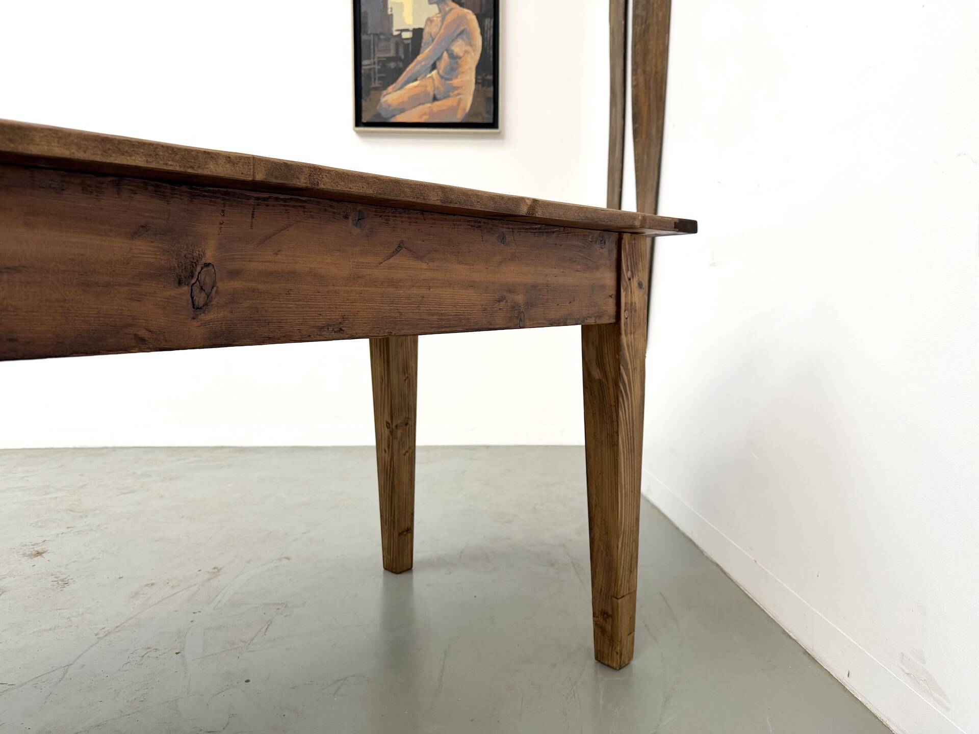 XXL farmhouse table 4 metres in solid pine - 6 legs - 1950s