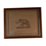 Framed drawing - wooden box