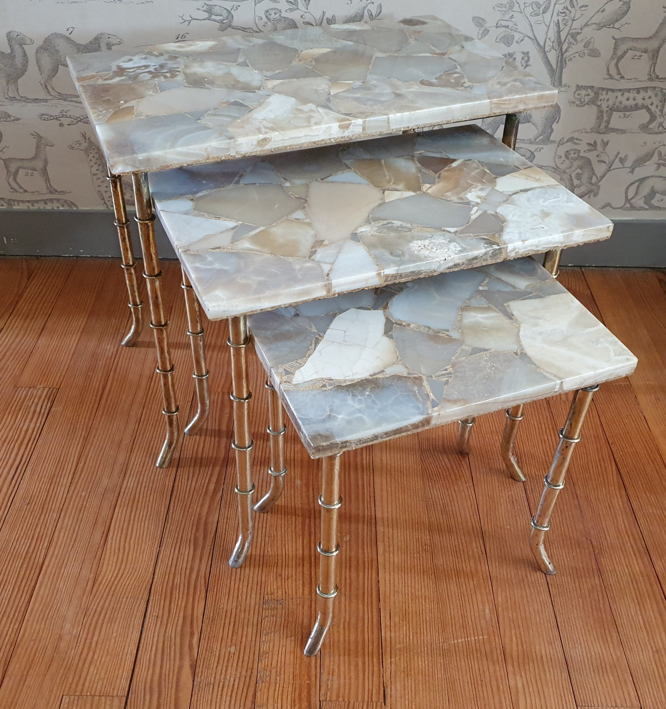 Brass and marble tables