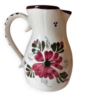 HAND-PAINTED JUG VASE just a tiny chip at the spout level.