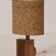 Pair of handcrafted lamps in solid oak with cork shades, circa 1970