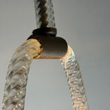 Venetian chandelier in colourless Murano glass and brass, circa 1950.