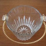 Glass ice bucket and metal dore