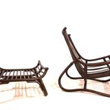 Manou rattan lounge chair in pagoda style with ottoman