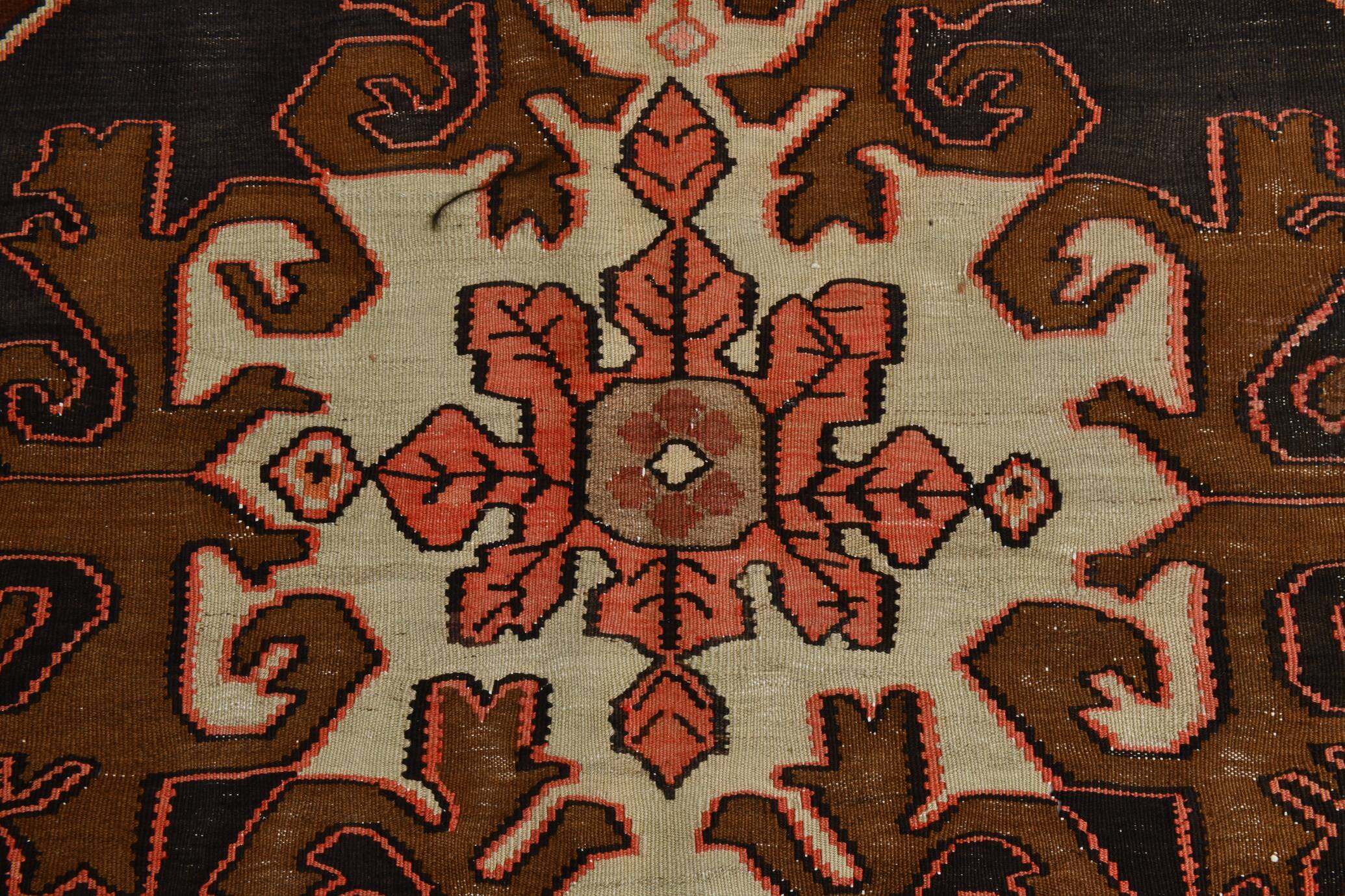 6x12 Handmade Wool Kilim Area Rug, 185x365Cm
