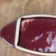 Vintage red ceramic butter dish + matching knife