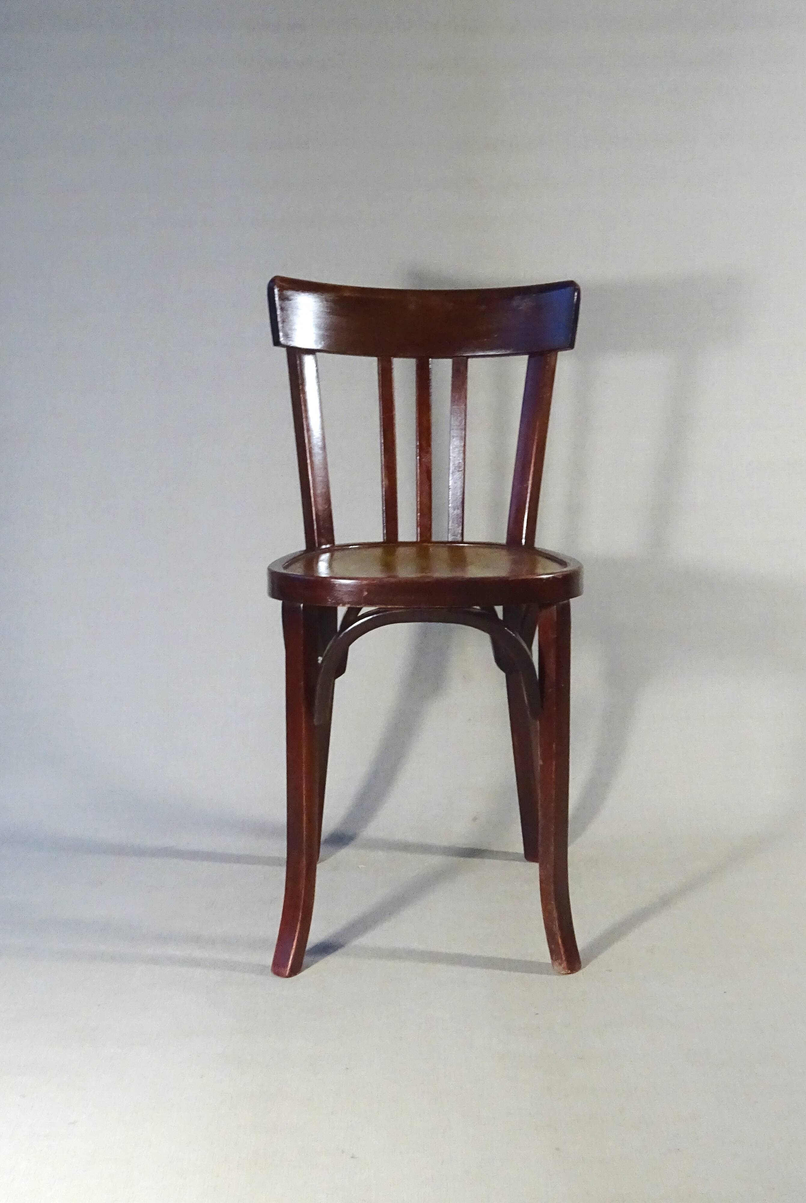 Two Baumann No. 43 bistro chairs from 1950, two-tone