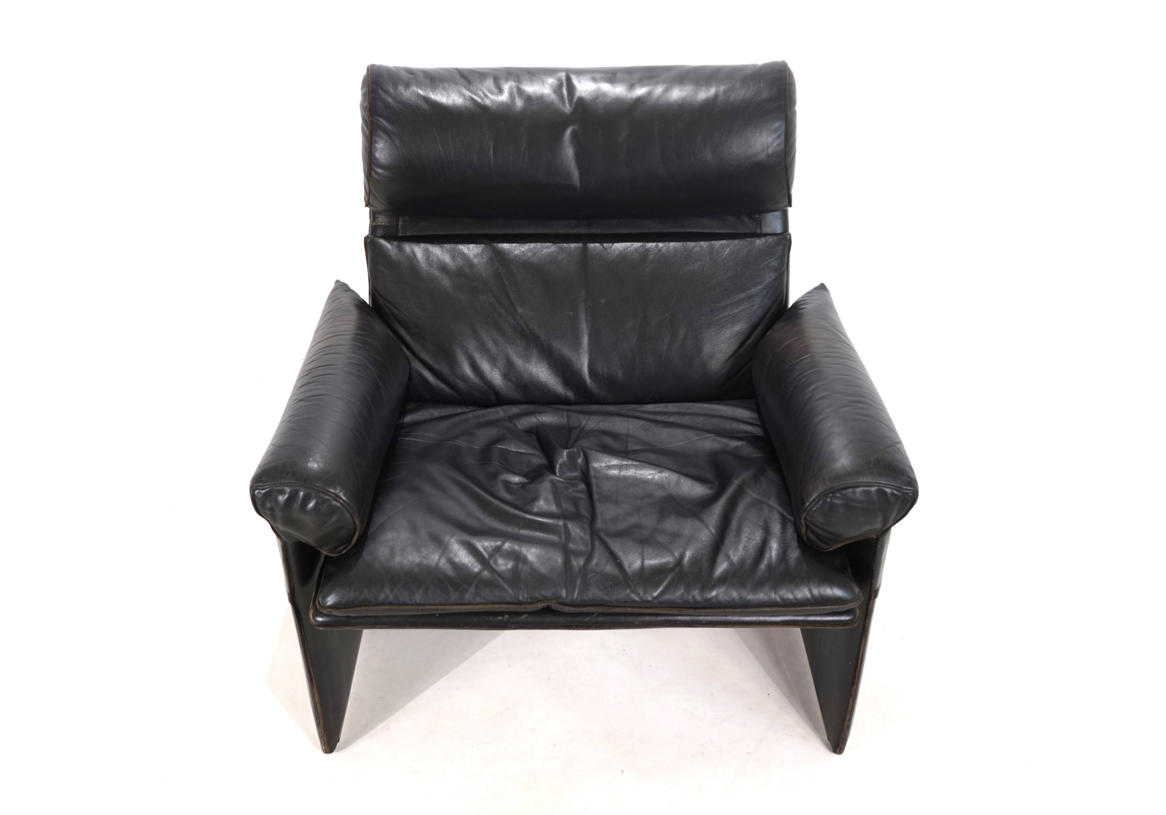 Saporiti Italia leather armchair by Giovanni Offredi, 1970