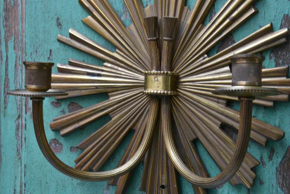 Pair of Charles House appliques, sun model