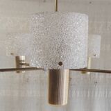 Brass and perspex chandelier with 5 lights - 1960s/70s