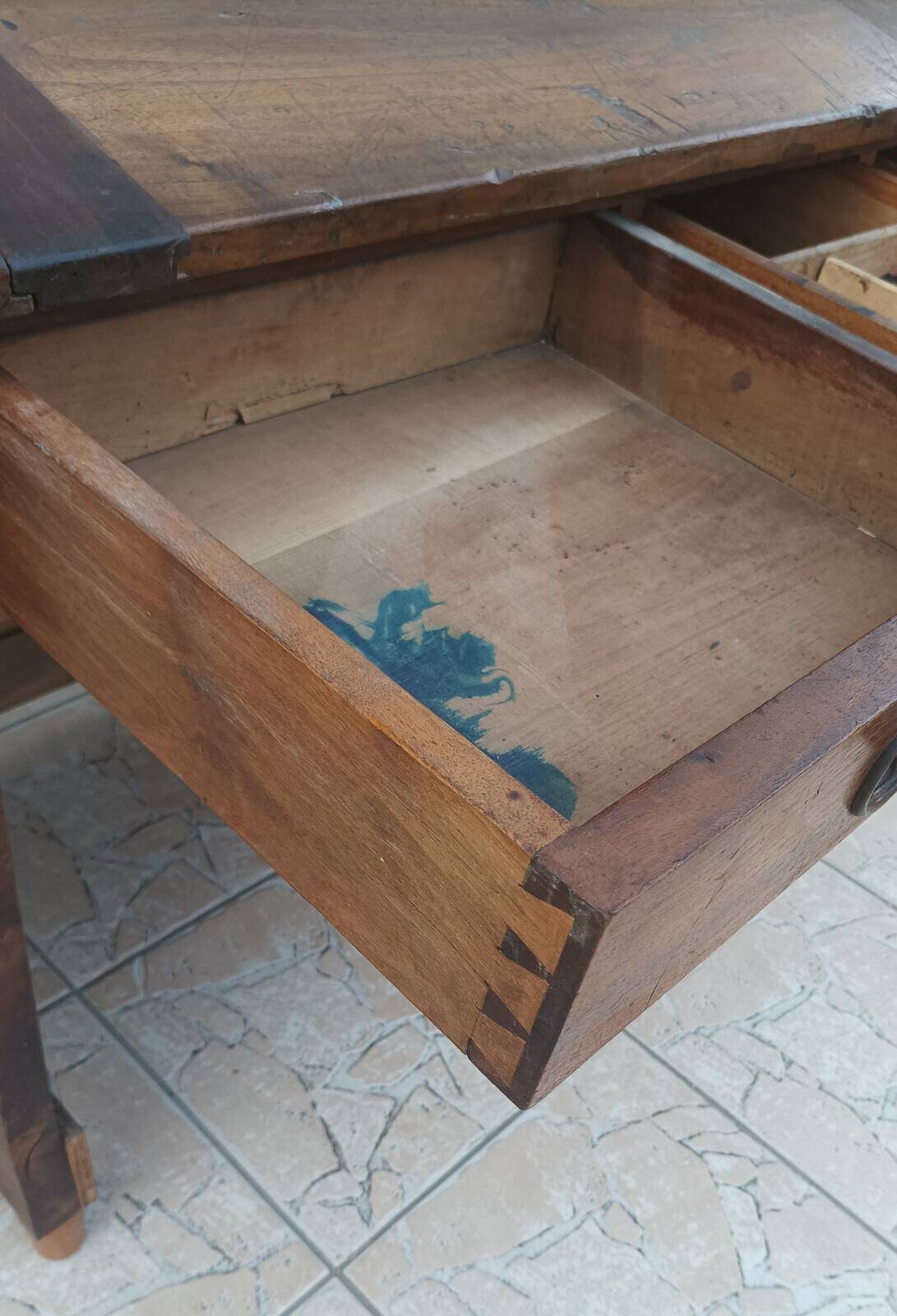 19th-century walnut writing desk.