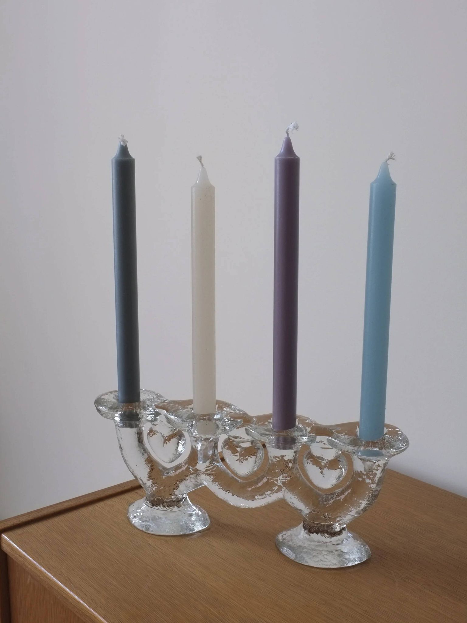 Large glass candle holder by Staffan Gellerstedt | Pukeberg Glasbruk | Sweden
