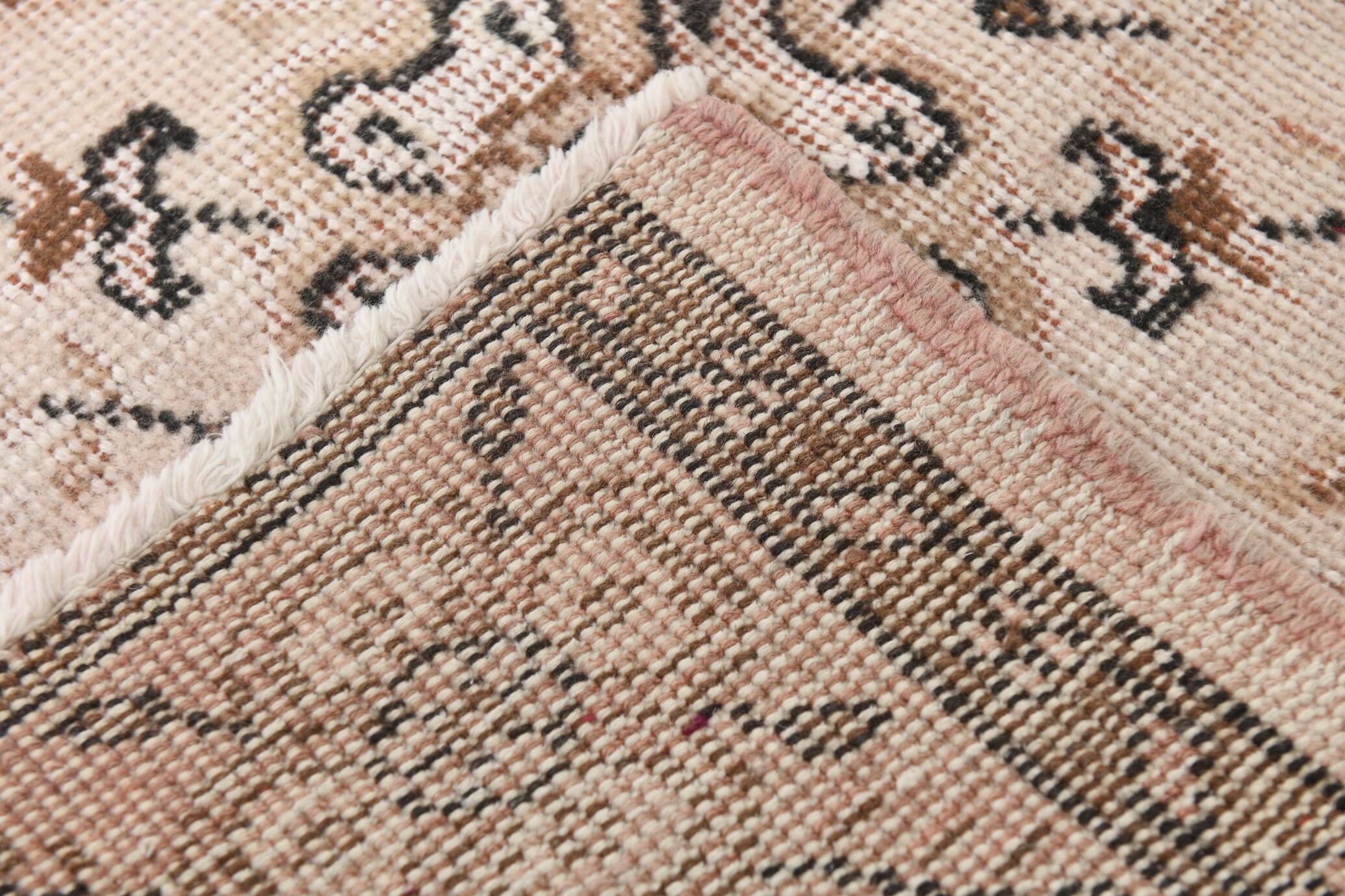 5x9 Shades Of Pink Brown Bordered Classic Wool Vintage Rug, 168x268Cm