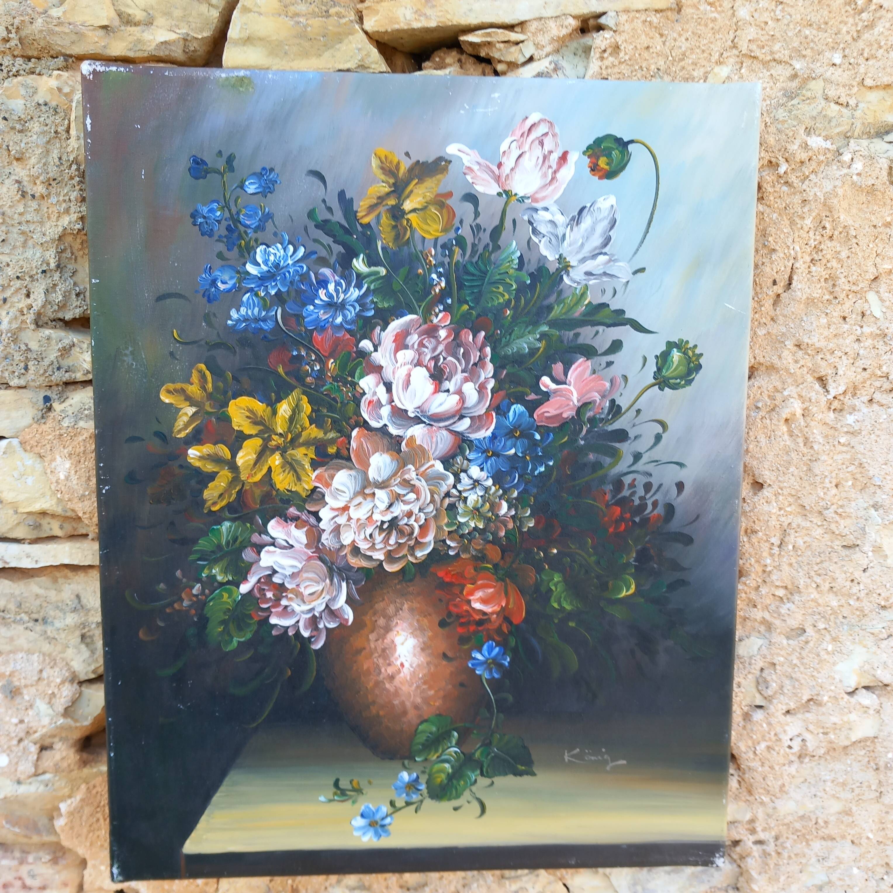 Still life - Floral composition - Oil on canvas signed