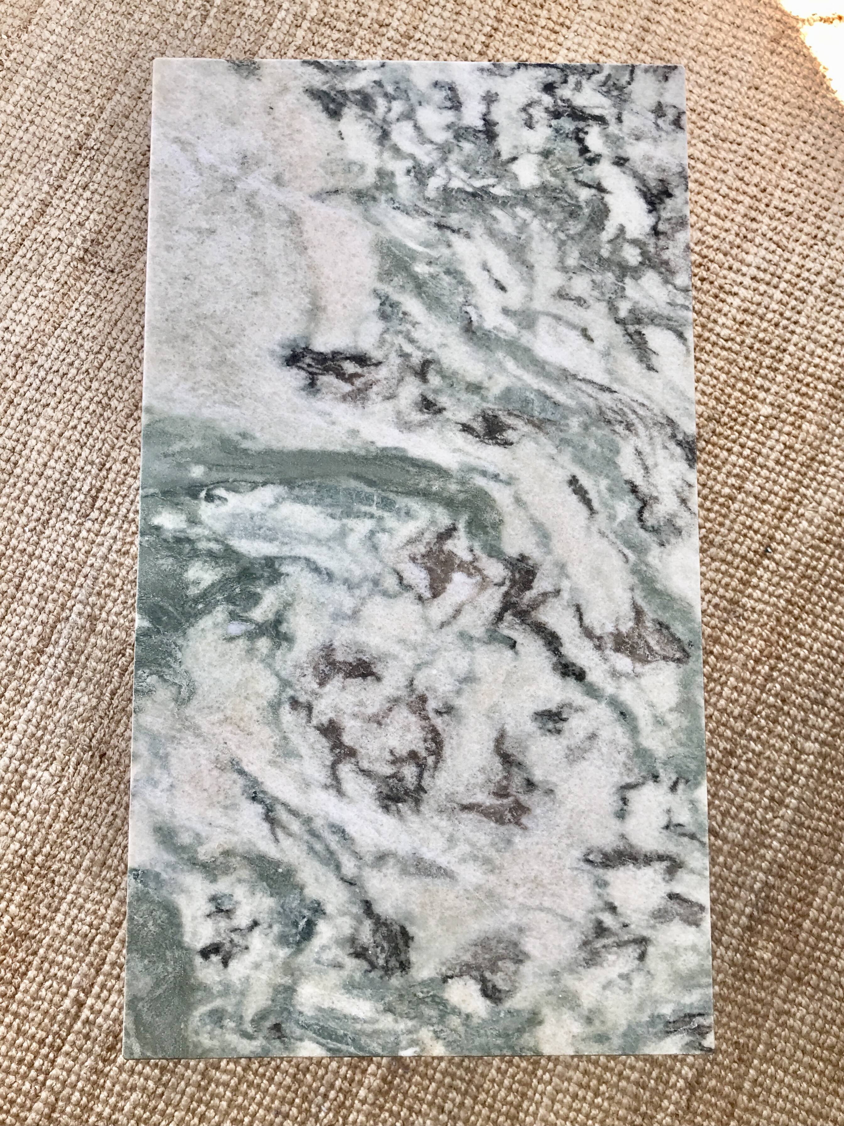 Coffee table in brass and green marble