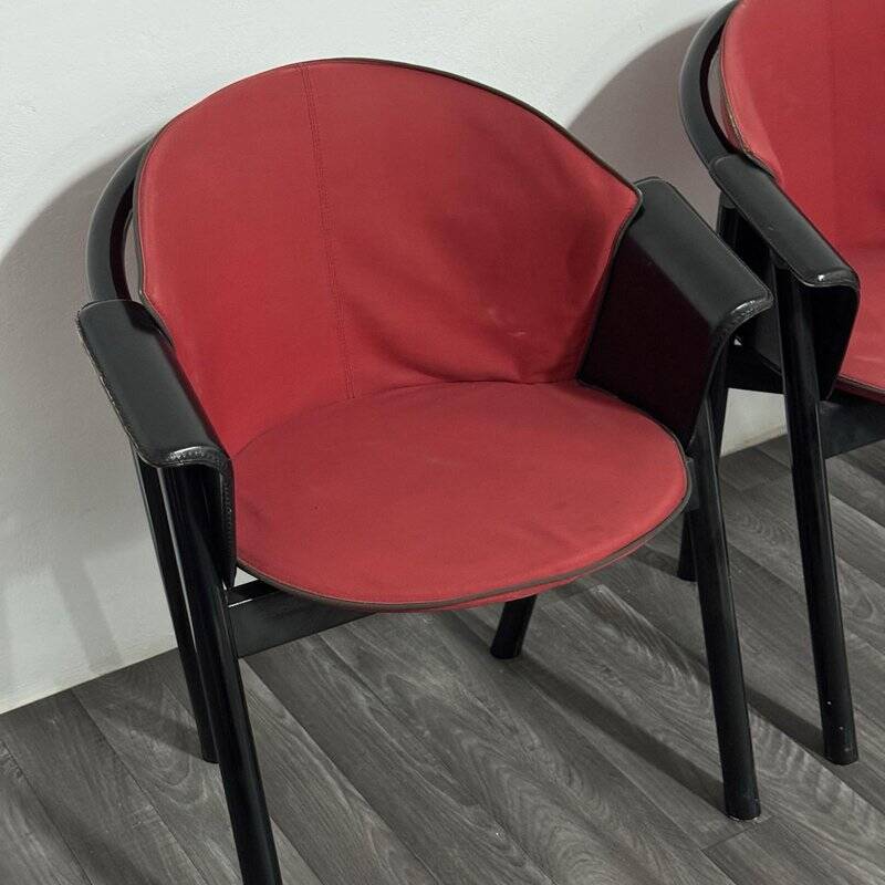 Modern Chairs in Lacquered Wood and Fabric from Pozzi & Verga, 1970s, Set of 4