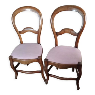 Pair of Louis Philippe chairs - pink fabric seat