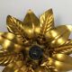 Set of 3 Golden Florentiner Leaf Theatre Wall Ceiling Light Sconces, Italy 1960s