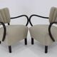 1930s Pair of Jindrich Halabala Art Deco H-237 Armchairs in Bouclé, Restored