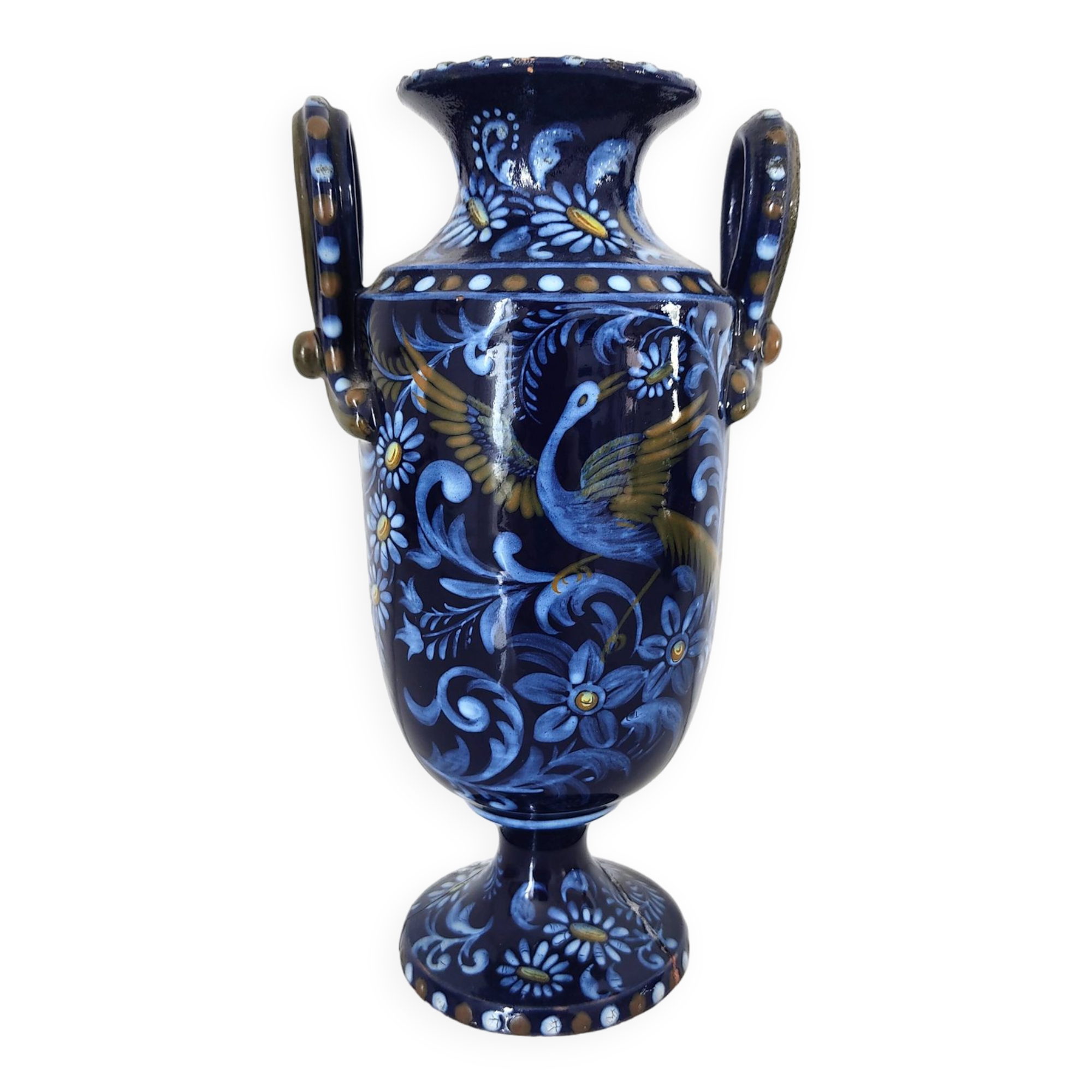 Small blue vase with birds