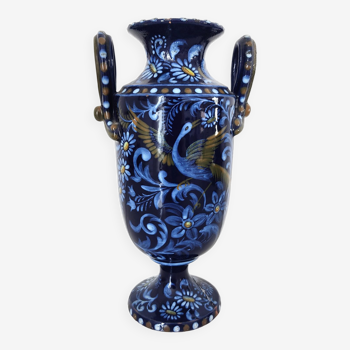 Small blue vase with birds