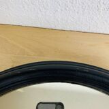 Pair of round mirrors with black rim 40 cm, vintage