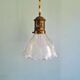 Large Holophane pendant light in clear grooved glass, 1920-30