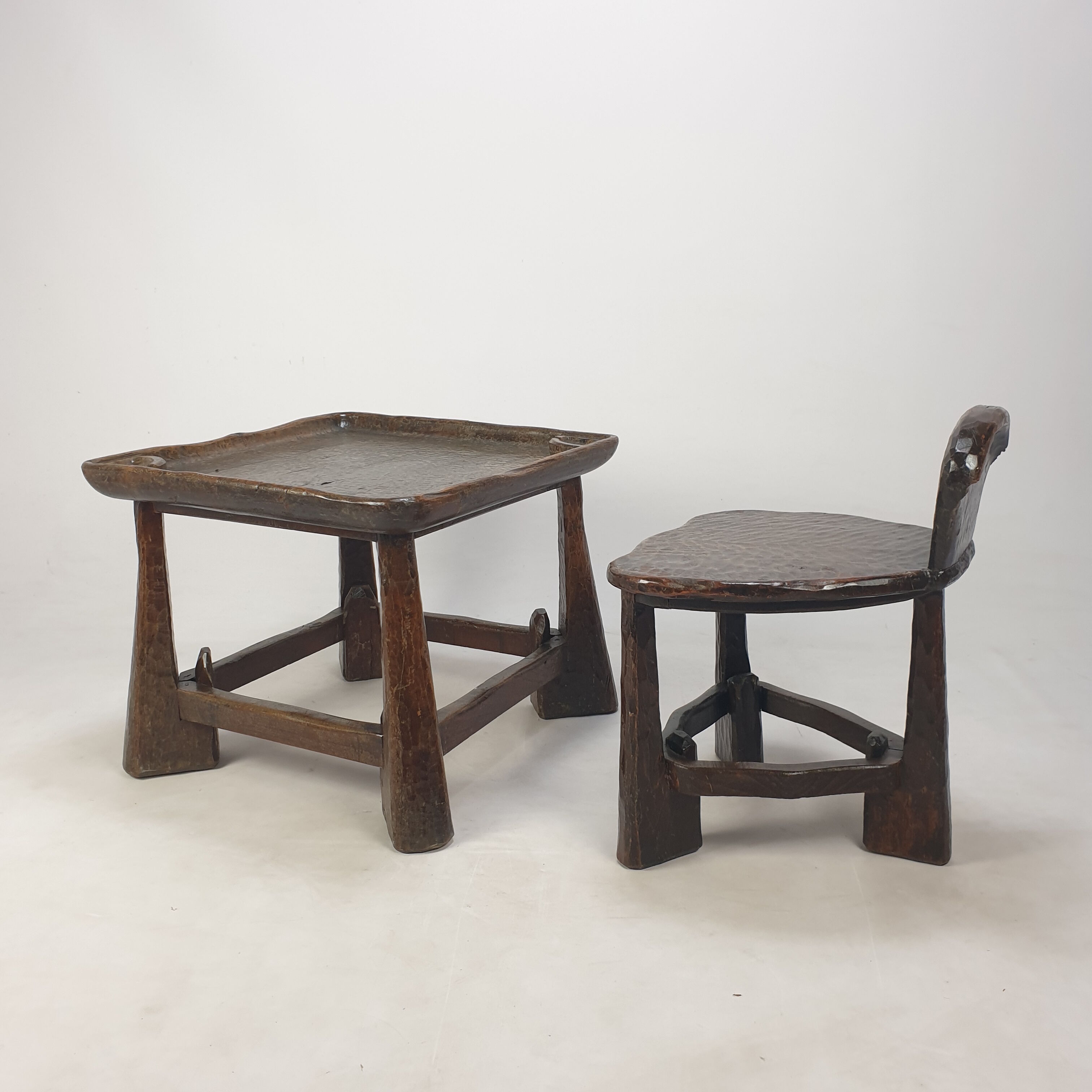 Mid Century set of wooden Chair and Table, 1950's