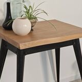 Table bistrot tolix T55 plateau chêne massif