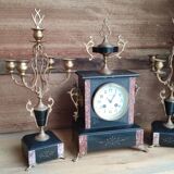 Old fireplace set period Napoleon III clock clock chandeliers
