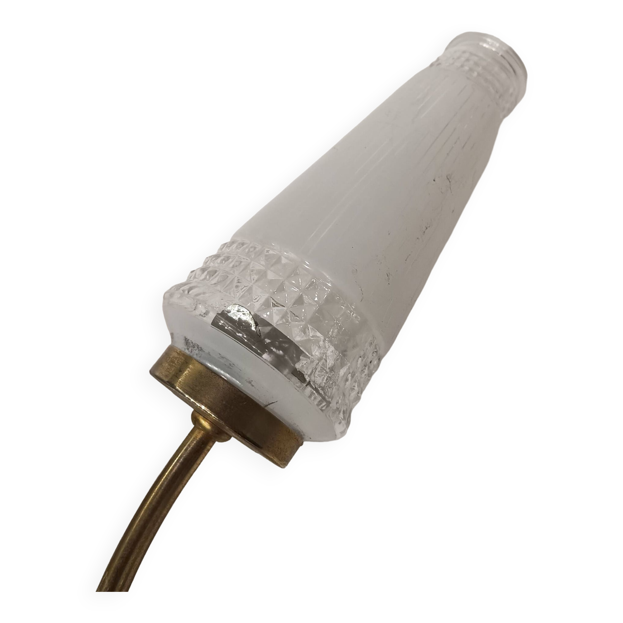 Wall lamp with 2 branches L 30 cm - H 30 cm - Size of embossed and white screen-printed glasses: H 15