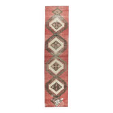 Tapis couloir rouge turc vintage noué à la main 83x380