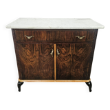 Mahogany burl dressing table with white marble top