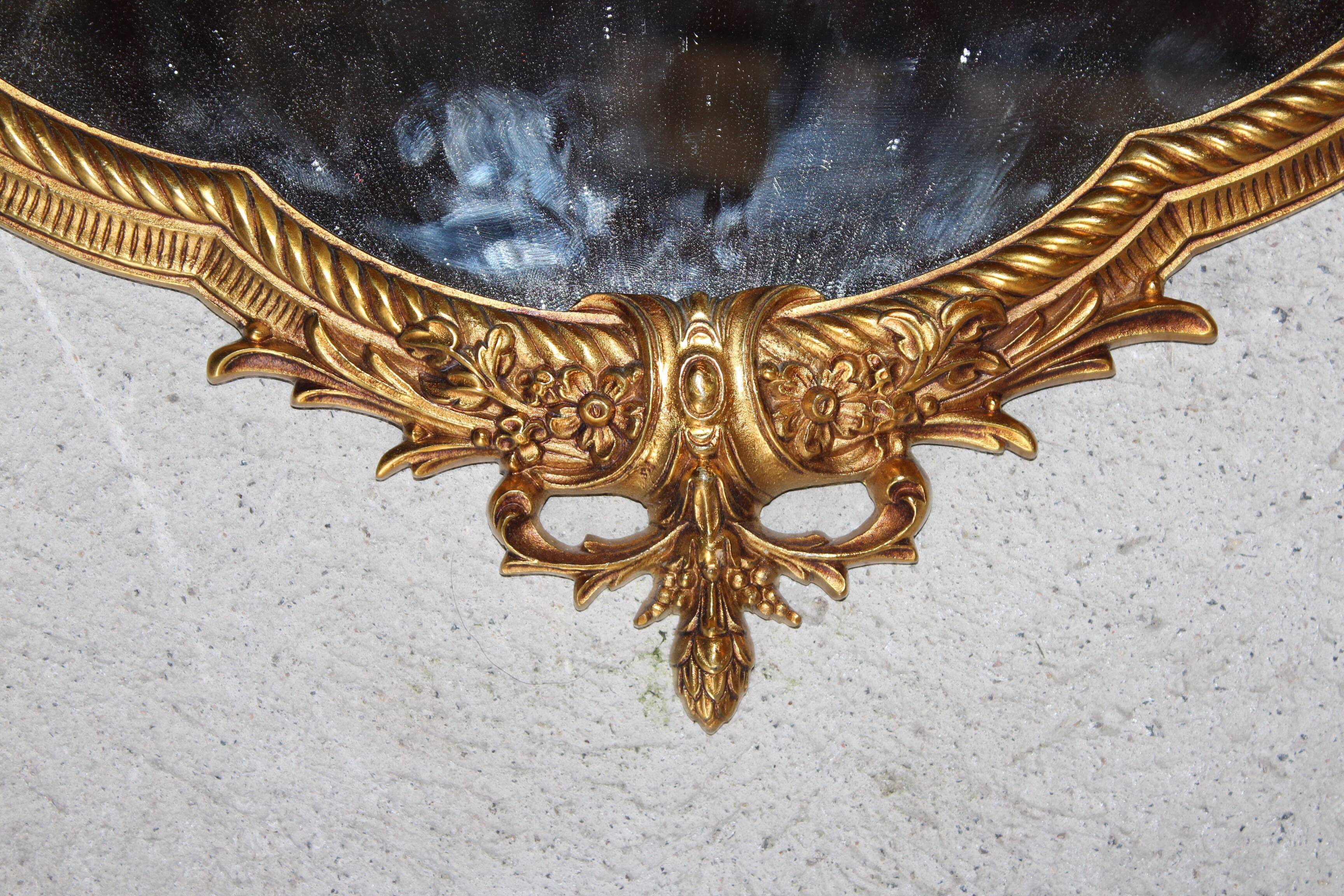 Napoleon III mirror bronze decoration of node and flowers 52 x 95 cm