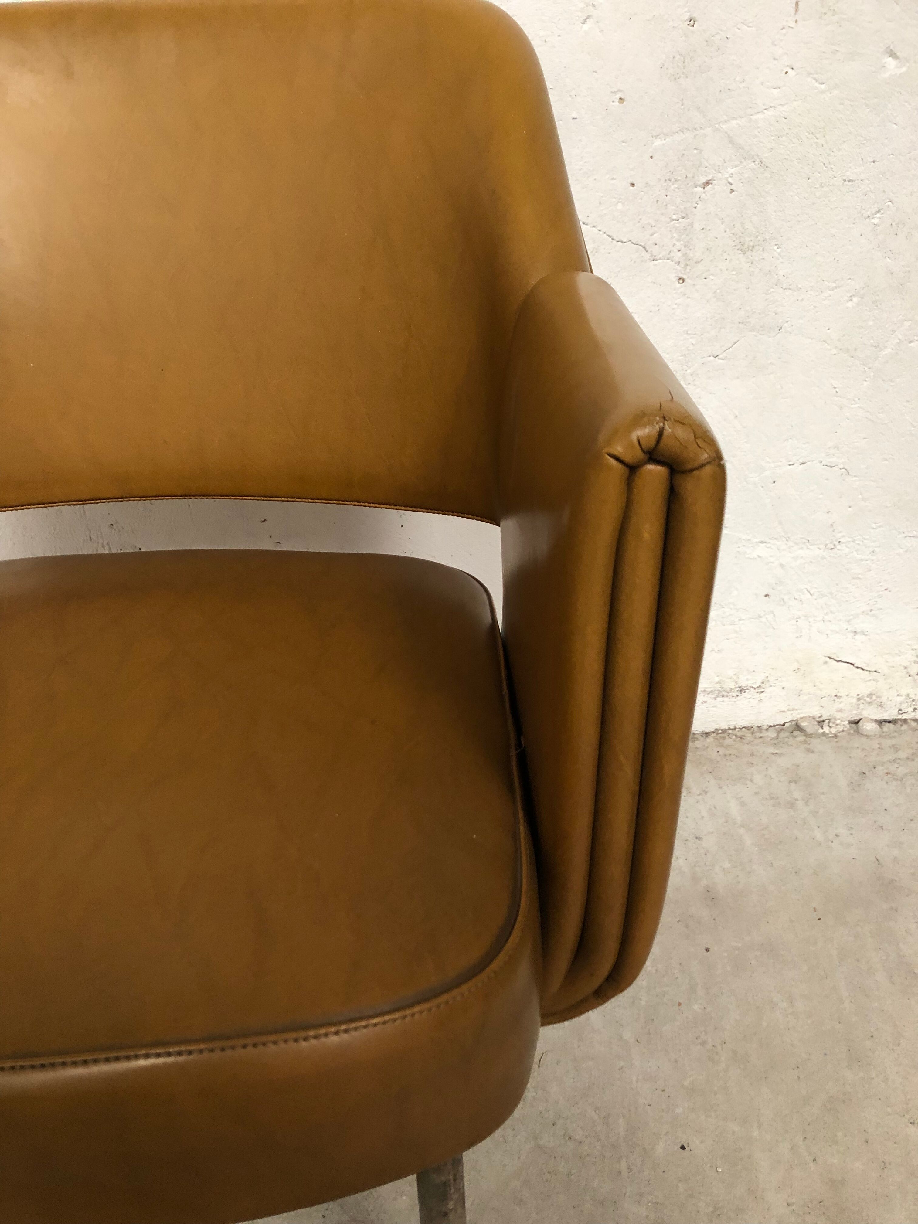 Armchair imitation leather Marc and Pierre Simon for Airborne 60s