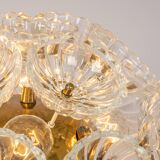 Sputnik ceiling light in floral glass and brass, Germany, 1960s.