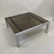 Vintage square coffee table chrome structure and smoked glass top