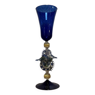 Luxurious murano glass chalice made entirely by hand around 1900