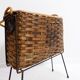 Vintage wicker and metal magazine rack - 1960s