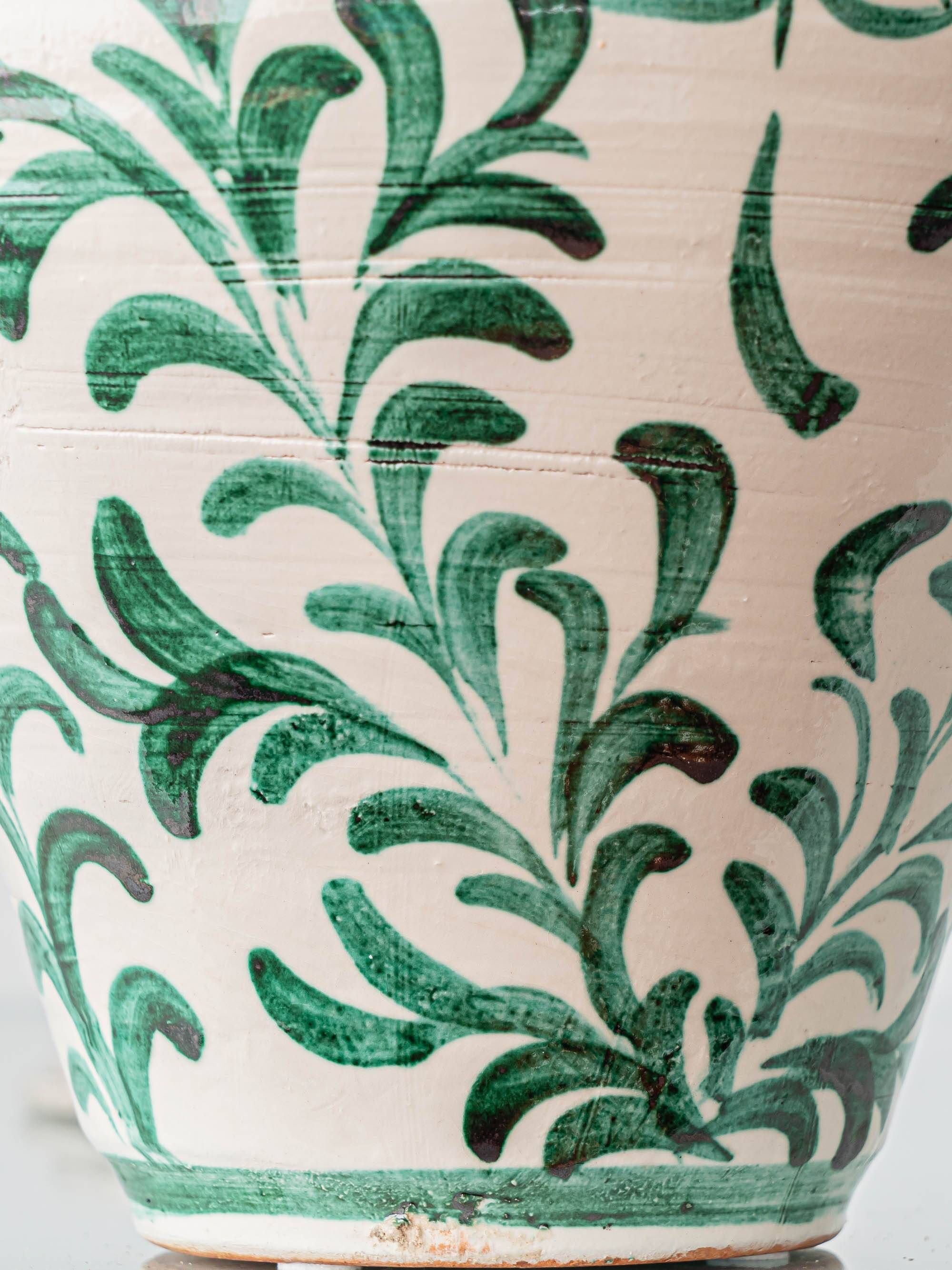 Spanish Revival Ceramic Table Lamp Pair from Granada, New Linen Lampshades